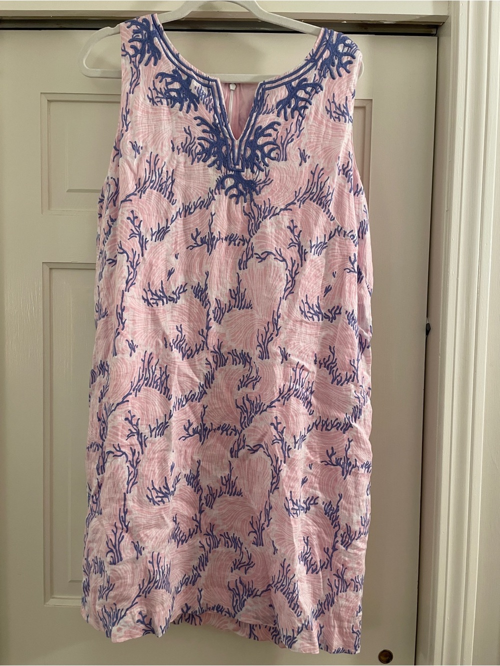Talbots Pink and Blue Embroidered Shift Dress